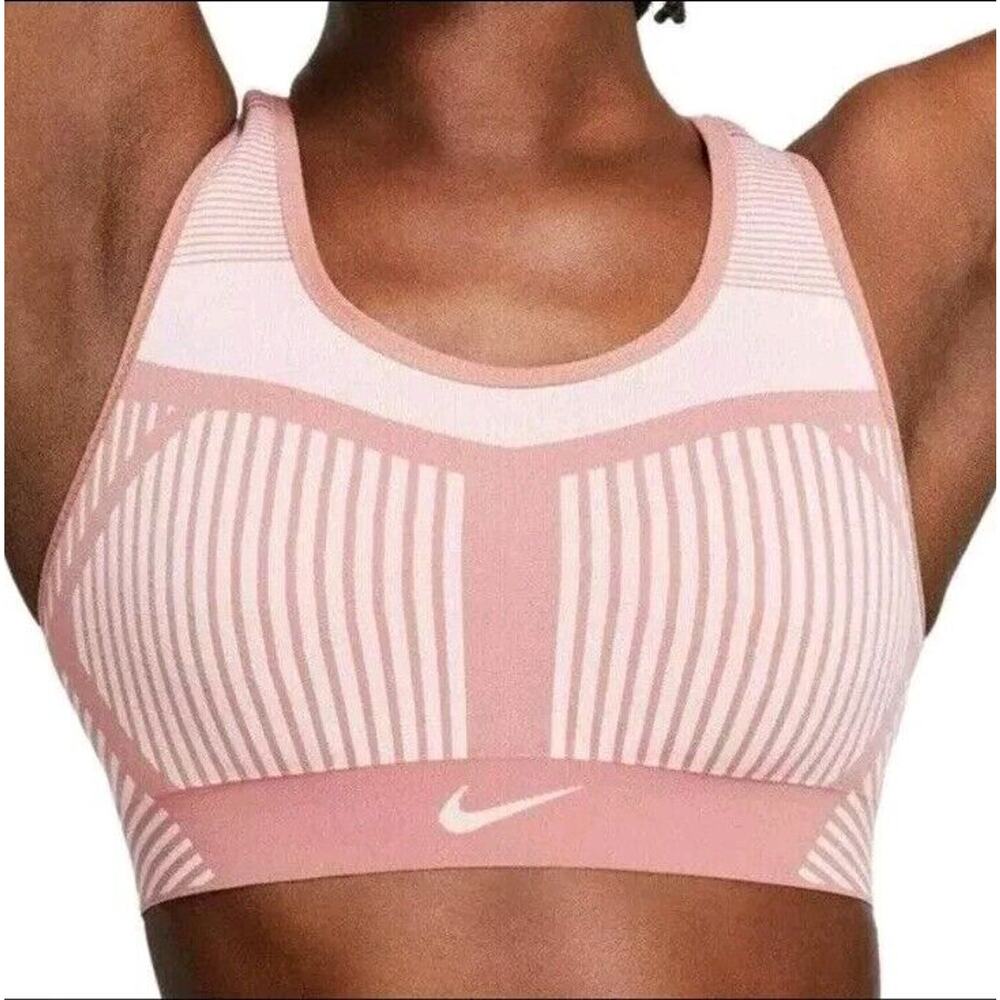 Nike Women's FE/NOM Flyknit High-Support Non-Padded Sports Bra-Pink size XL